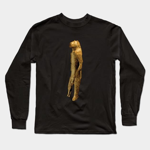 Lion Man Prehistoric Ivory Sculpture Statue Hohlenstein Long Sleeve T-Shirt by RetroGeek